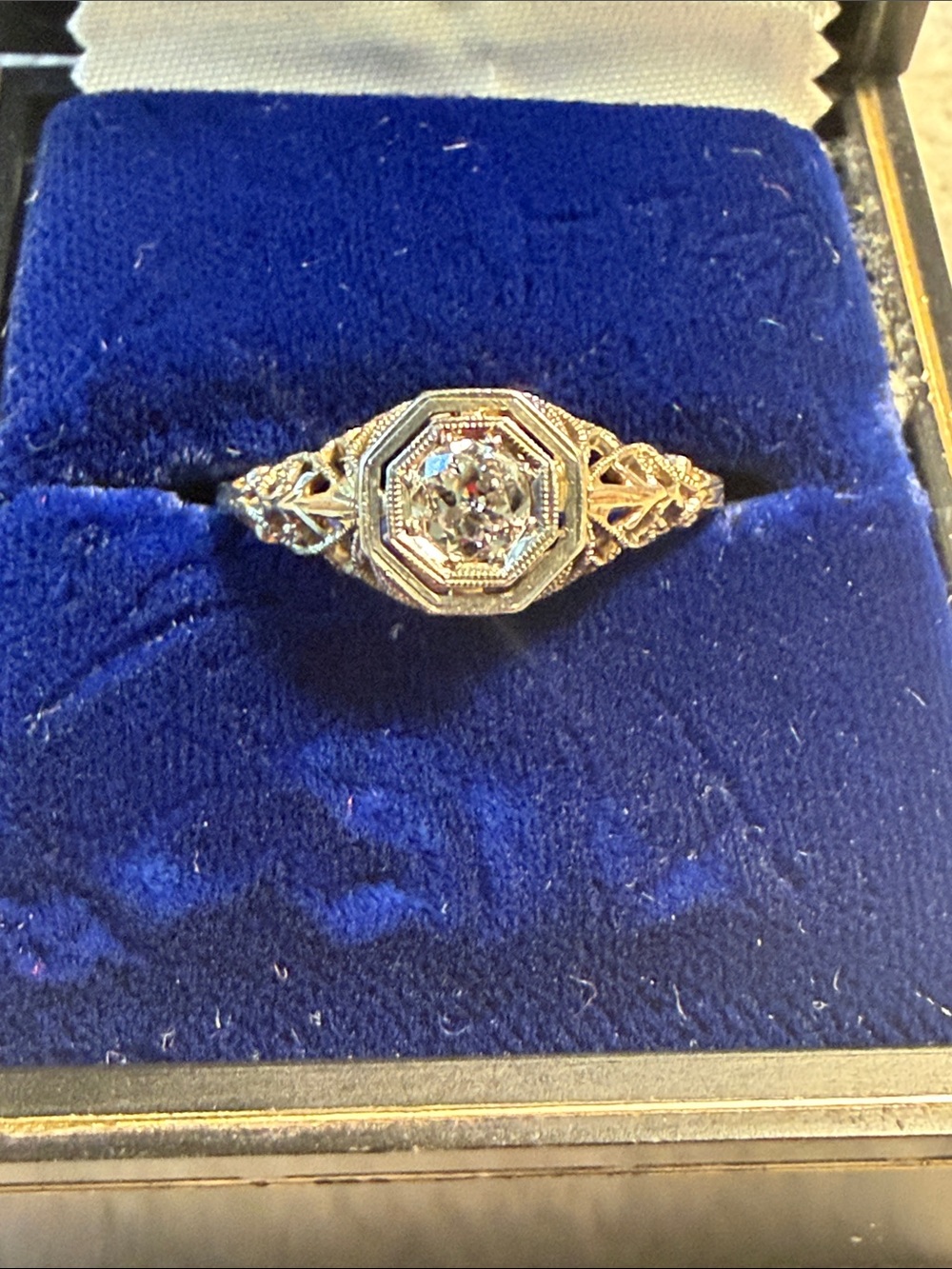 Antique 14k White Gold Art Deco Ring with approx 1/2 carat Diamond